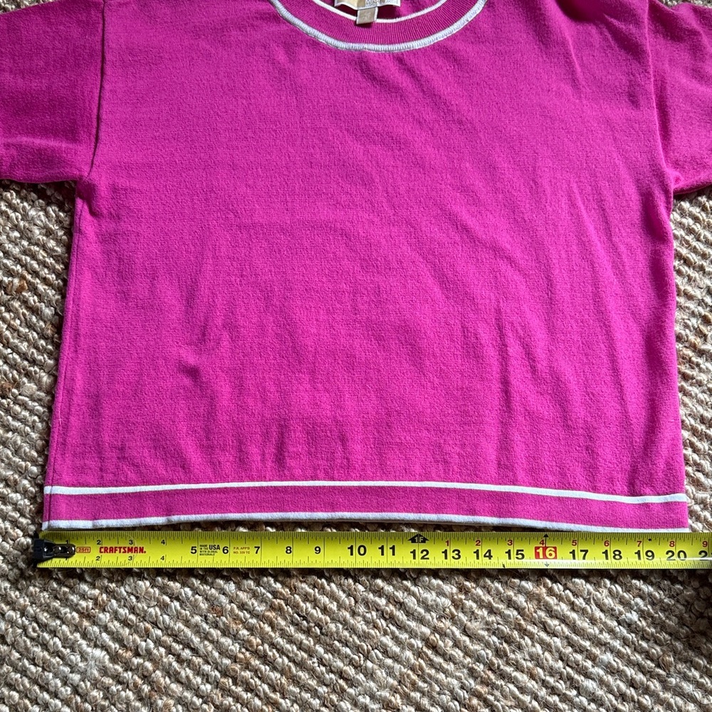 ⚜️ MICHAEL KORS Women’s Fuchsia Short Sleeve Sweater Size Small ⚜️ - Picture 7 of 15